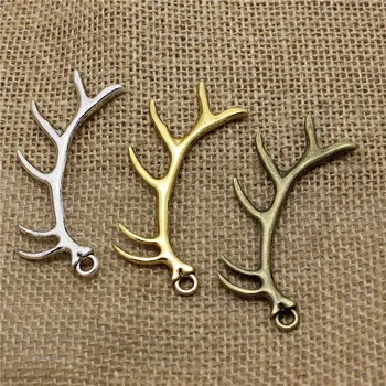 

10pcs 32*66mm Christmas Big Antlers Charms Three color Metal Trendy Jewelry Christmas Decoration Pendant T0475