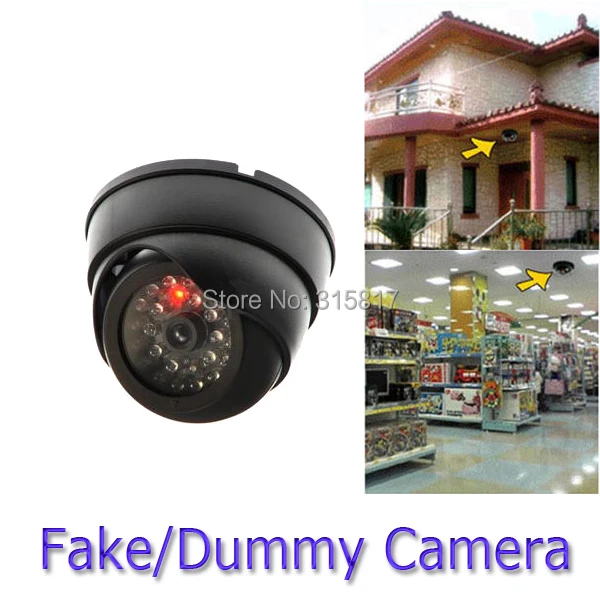 

Dummy Home Fake Surveillance CCTV Security Dome Camera Flashing Red LED Light For Office Garden Store Black