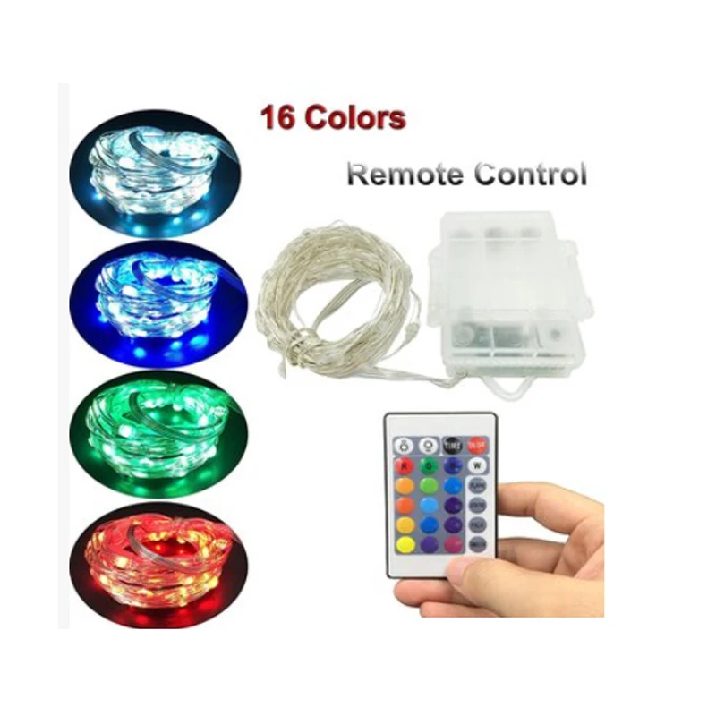 

Remote Control 5M 10M Battery Operated RGB LED String Lights Waterproof Fairy LED Christmas Light Party wedding Holiday Decor