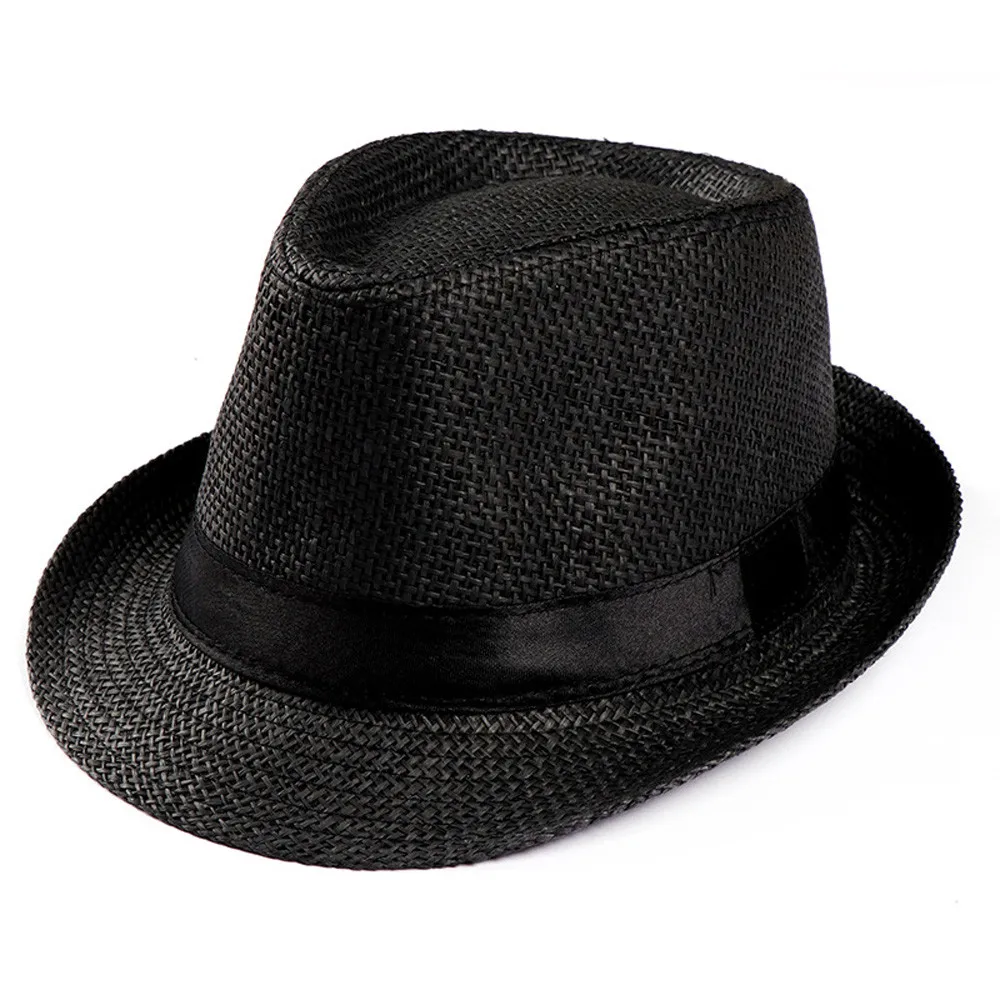Новинка года, простая летняя пляжная шляпа для родителей и детей, Женская Повседневная Панама, женская брендовая шляпа, плоский бант края, соломенная кепка, шляпа от солнца - Цвет: Black