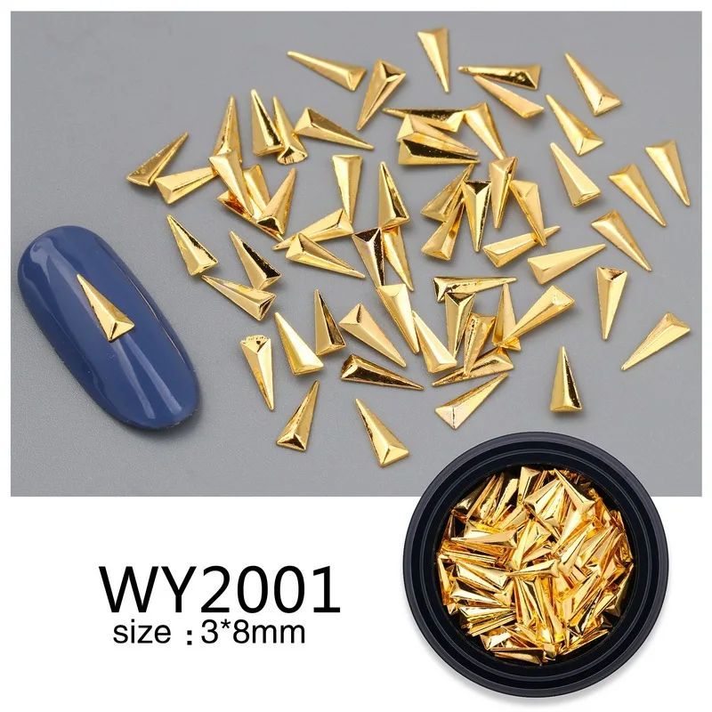 Золотистый, серебристый, металлический 3d-украшения для ногтей заклепками в японском стиле, полоски для ногтей, стразы для маникюра, дизайна ногтей - Цвет: WY2001