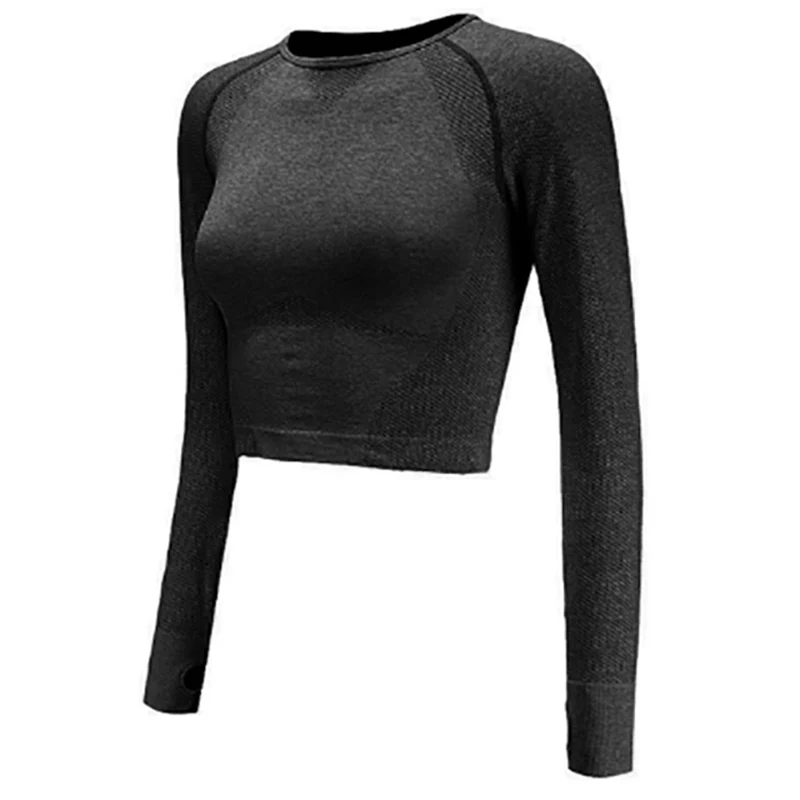 SALSPOR Energy, бесшовная рубашка для йоги, для женщин, для бега, быстросохнущая, для тренировок, с длинным рукавом, топы, для спорта, с отверстием для большого пальца, облегающий, для спортзала, топы, рубашки, Femme