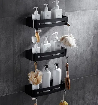 

Kitchen Organizer Holder, Bathroom Shower Corner Basket Shelf, Alloy Metal, Anti-Rust, Towel Bar Holder, Soap Dish