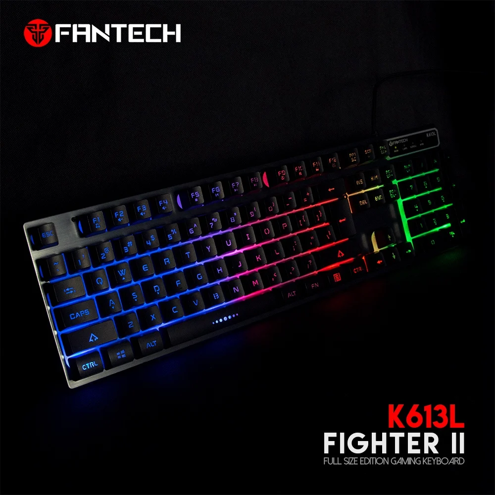 Горячая-Fantech K613L Профессиональная Usb игровая клавиатура с подсветкой 104-Key Проводная игровая клавиатура