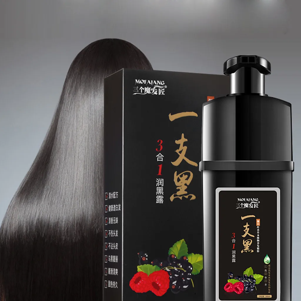 500ml 100 Natural Hair Color Black Hair Shampoo White Into Black