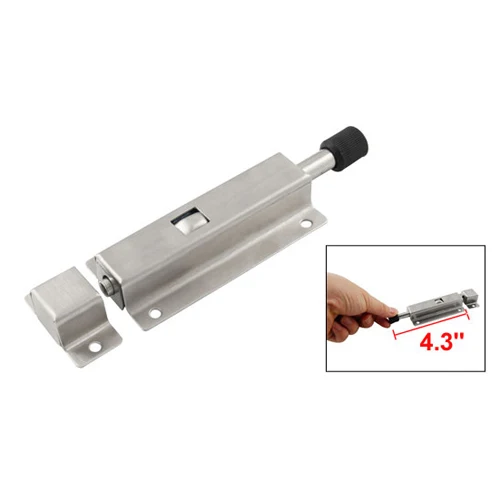 Black Silver Tone 4.3" Spring Loaded Door Security Latch Lock Barrel