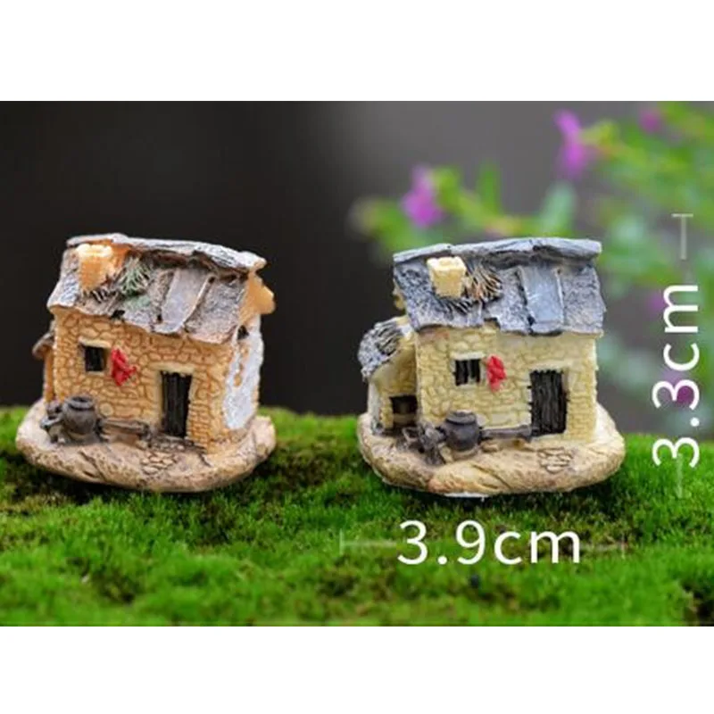 Vintage Romantic Aegean Sea cottages word micro landscape decorative resin home ornaments small houses Figurines Miniatures Gift