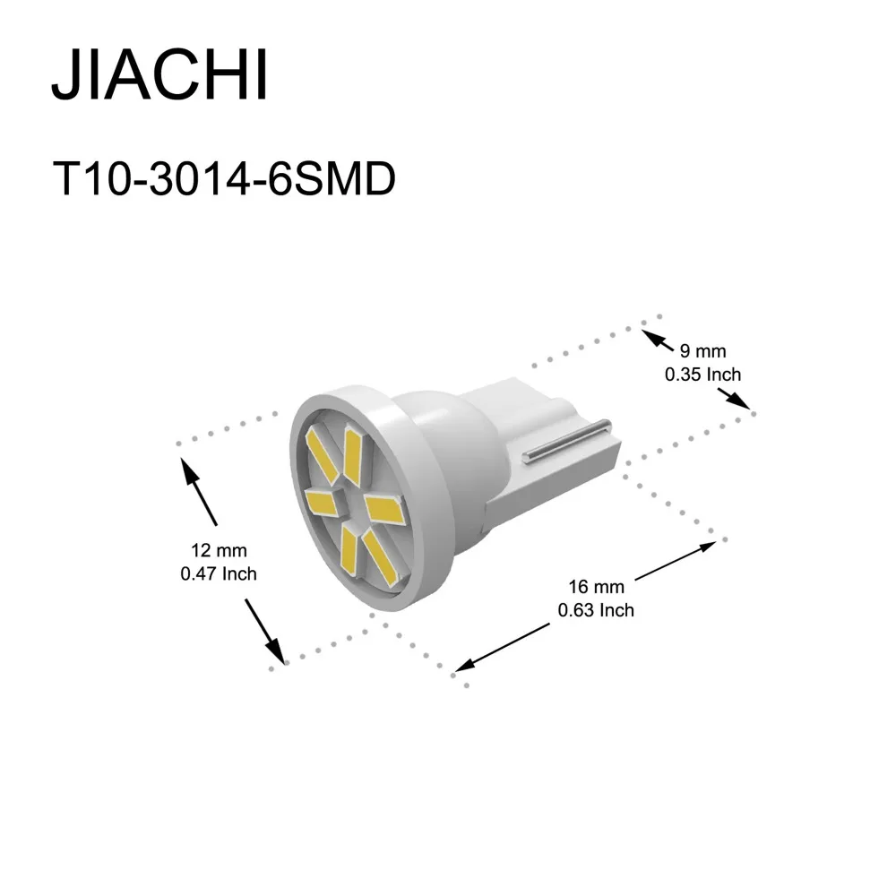 JIACHI 100 x цена оптовой продажи авто Запчасти T10 W5W Клин светодиодный 3014SMD 6 чипов подсветка для салона автомобиля Подсветка приборной панели Белый DC12V