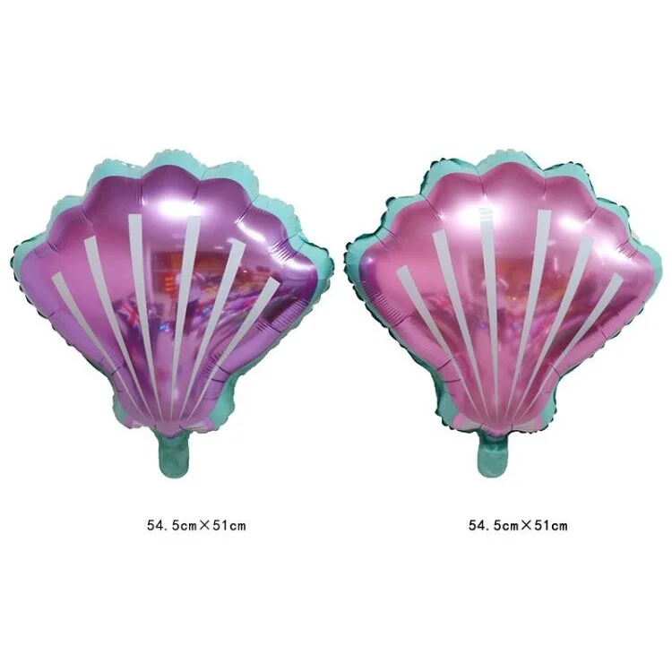 

1pcs New Pink purple baby shower girl wedding air balloons hawaii shell foil balloons Mermaid birthday party decoration sea Toy