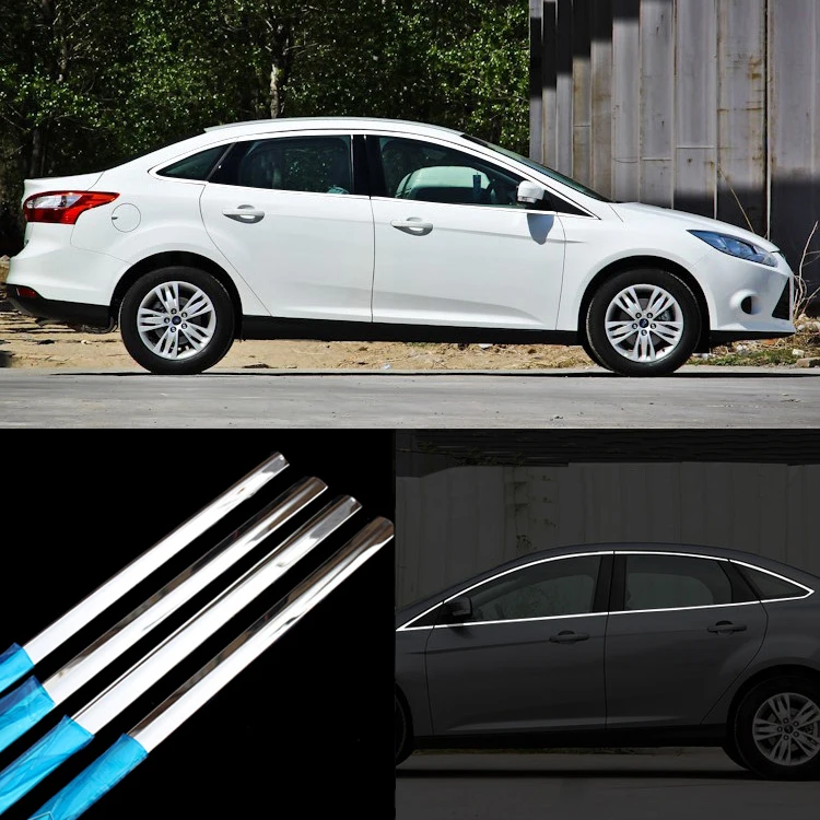 12 шт. дверная рама из нержавеющей стали молдинги для Ford Focus Sedan|trim molding|trim door |
