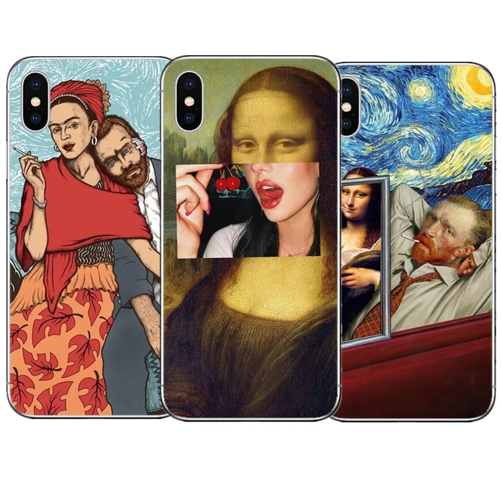

Van Gogh Starry Night Hard PC Phone Cover for Apple iphone 5 5s 6 6SPlus 7 8 Plus Art Da Vinci's Mona Lisa For iPhone X 5.8 Case