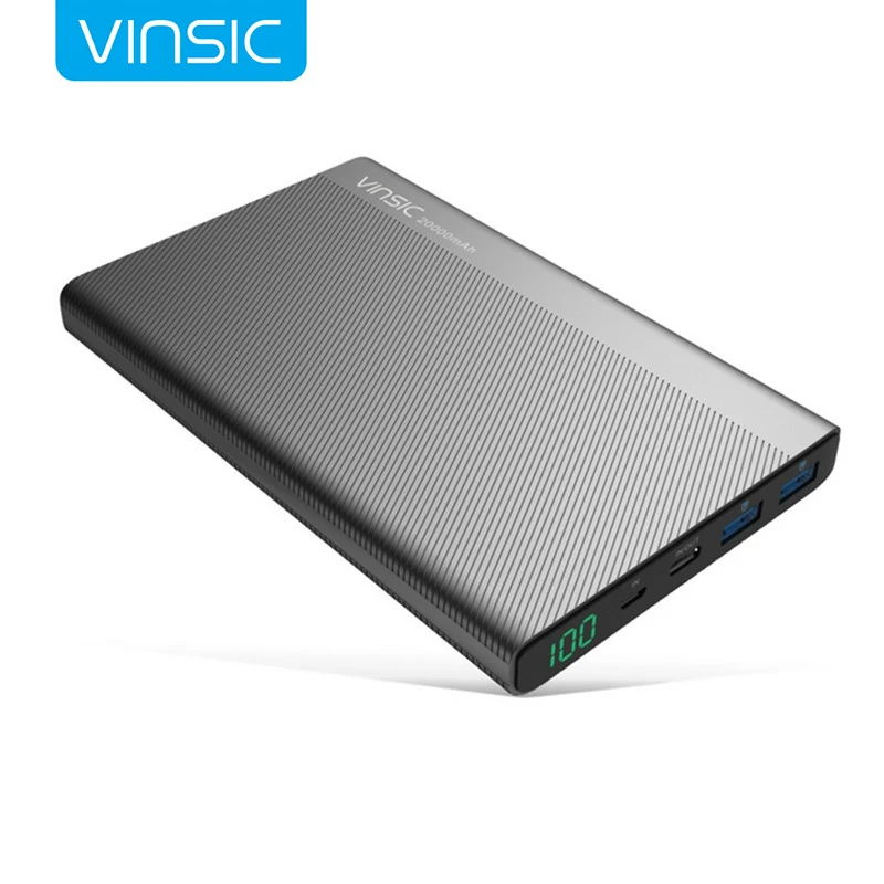 

VINSIC Power Bank with TYPE-C Interface for iphone X 7 8 plus Samsuang S8 edge mobile phone charger portable smartphone adapter