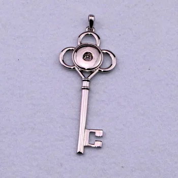 

10pcs/lot New Design Big Key Shape Diy Snap Button Pendant 9*4cm Fit 18mm Snap Button Pendant Necklace Jewelry Wholesale