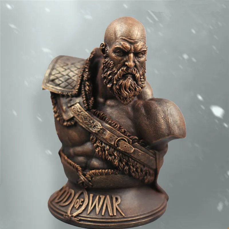 

GOD OF WAR 4 Kratos 1/3 Son Zeus Bust Statue Imitation Copper White Mold Pendulum Model Action Figures Model Toy L2562