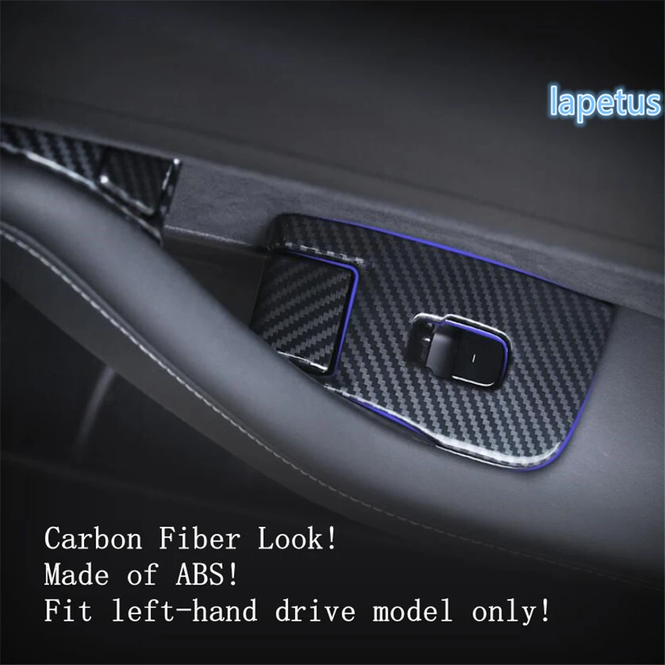 

Lapetus Inner Door Armrest Window Lift Button Decoration Frame Cover Trim ABS Fit For Tesla Model 3 2018 2019 Carbon Fiber Look