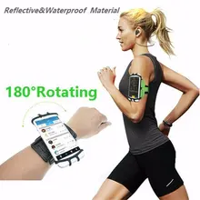 180 градусов Водонепроницаемый Runing регулируемая повязка на руку мобильный браслет ремень чехол для всех мобильных телефонов размер от 3,5 до 6 дюймов