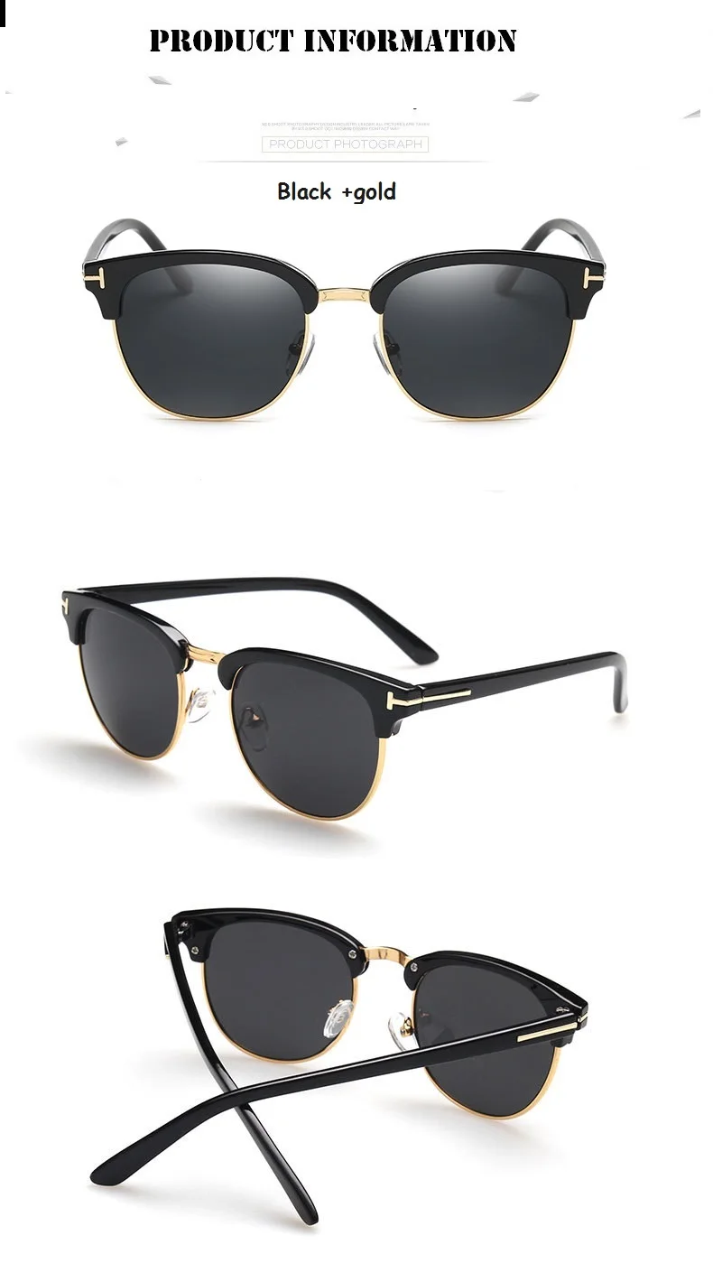 Мужские солнцезащитные очки James Bond, фирменный дизайн, полуоправы, Ретро стиль, солнцезащитные очки, круглые Oculos Tom для мужчин, очки с оправой