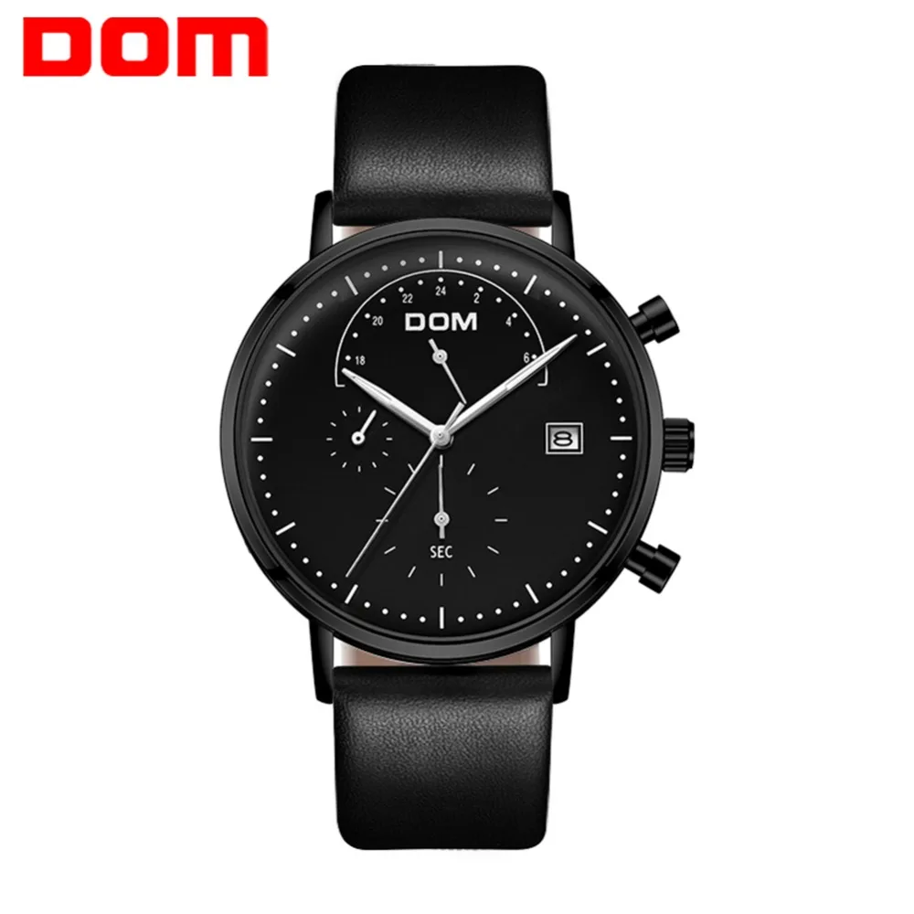 

DOM Top Brand Blcak Watches Men Fashion Simple Japan Movement Wrist Watch Leather Strap Clock Quartz Watches for Men M-612