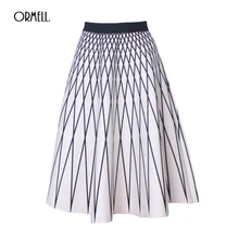 ORMELL, полосатая Женская юбка русалки, космическая, хлопок, высокая талия, женские модные вечерние Юбки-миди для клуба, Винтаж, Saias
