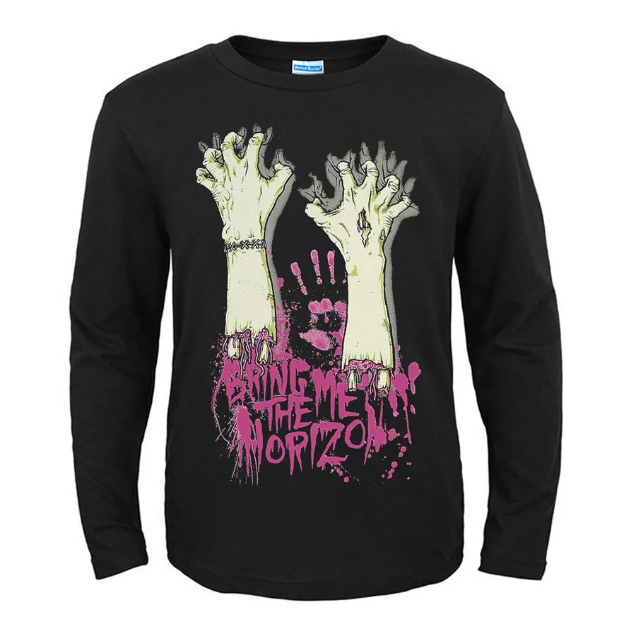 18 19 дизайнов Bring Me The Horizon Rock брендовая хлопковая рубашка с длинными рукавами для фитнеса Hardrock с тяжелым металлическим принтом иллюстрация BMTH tee - Цвет: 18