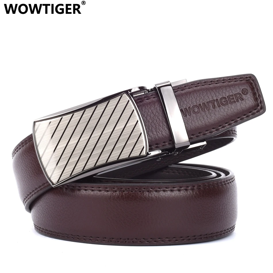 

WOWTIGER Mens Fashion Designer Luxury Brand Leather Strap Men belt Automatic Belts for Men cinto ceinture homme