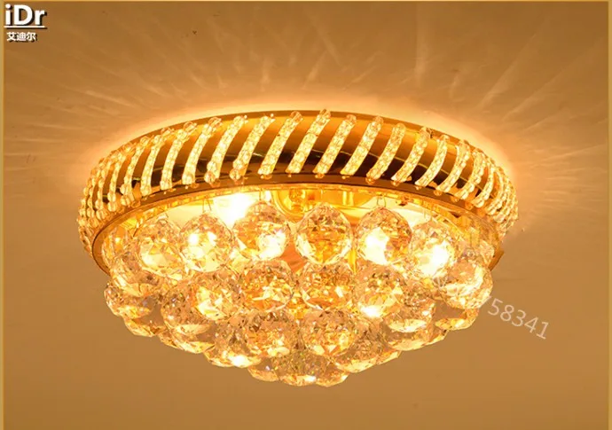Традиционные круглые золотые хрустальные лампы для спальни, гостиной, светодиодный светильник для ресторана, Светильники для прохода, потолочные светильники, Lmy-024