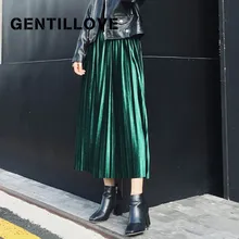 Gentillove Женские повседневные винтажные средней длины трапециевидные замшевые юбки Осенние эластичные элегантные юбки с высокой талией