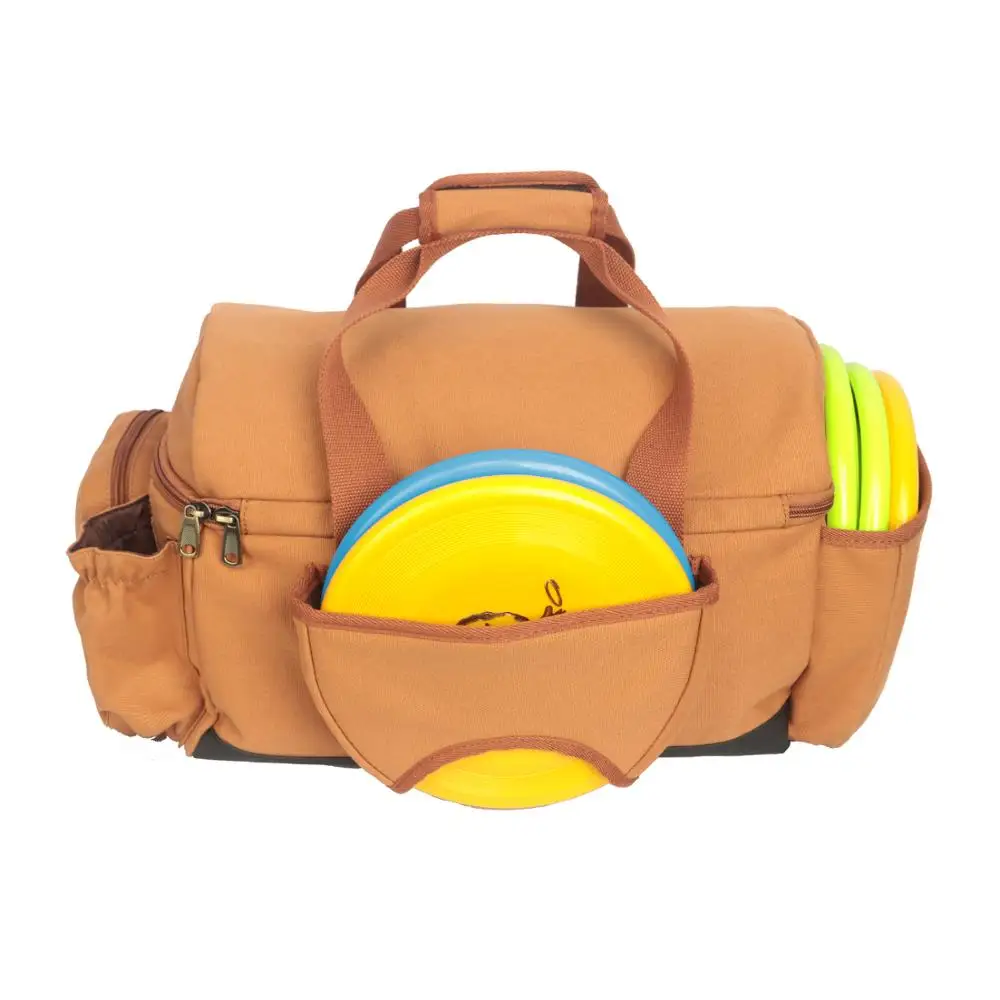 Tourbon Sports Dynamic Disc Golf Bag 18 Discs Capacity Insulated Cooler Compartment Drink Holder w/ Pockets Canvas Handbag