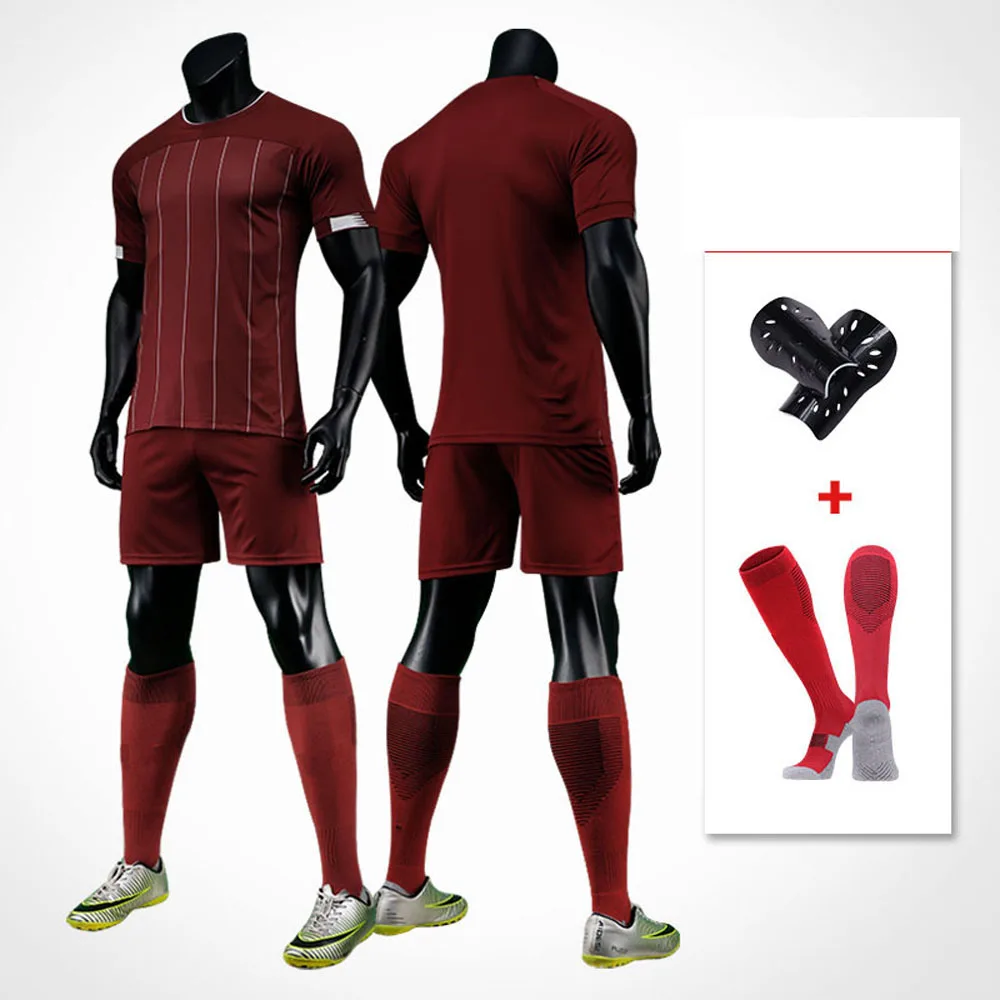 

19 20 Kids Adult Soccer Jerseys Set Football Jersey Training Suits custom Sport Jersey with Socks and shin guards