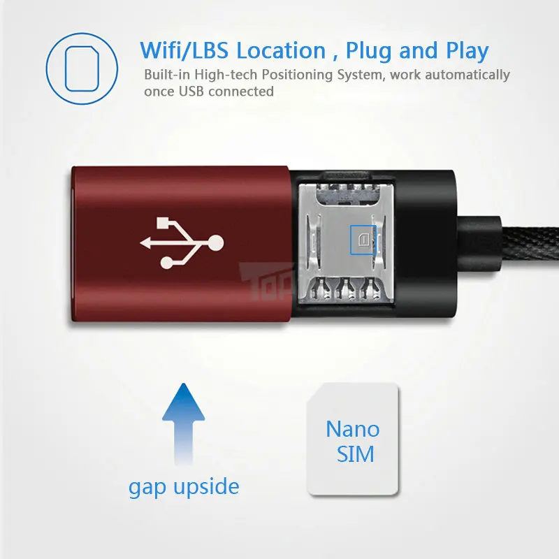 Micro-USB Lightning 2in1 Data Charging Cable GPS Tracker Wifi LBS Remote Tracking Voice Monitor for