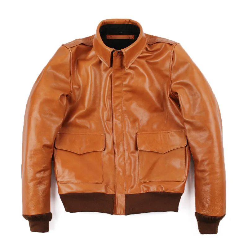 

Asian Size ! air force flight A2 pilot leather jacket genuine cow leather clothing good quality cowhide A2 jacket 180105B