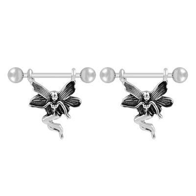 1 Pair Lucky Charms Angel Fairy Design 16g Nipple Ring Bar Shields Body Jewelry Piercing