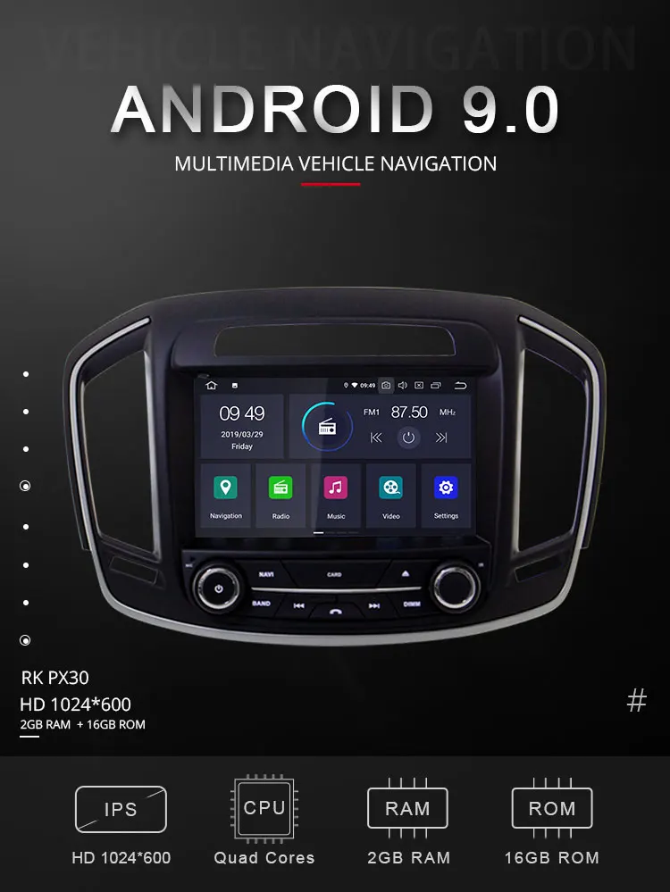 Sale TOPBSNA Android 9.0 Car DVD Player For Opel Insignia/Vauxhall Holden 2014 GPS Navi USB WIFI RDS Mirror-link Bluetooth 2G+16G AUX 1