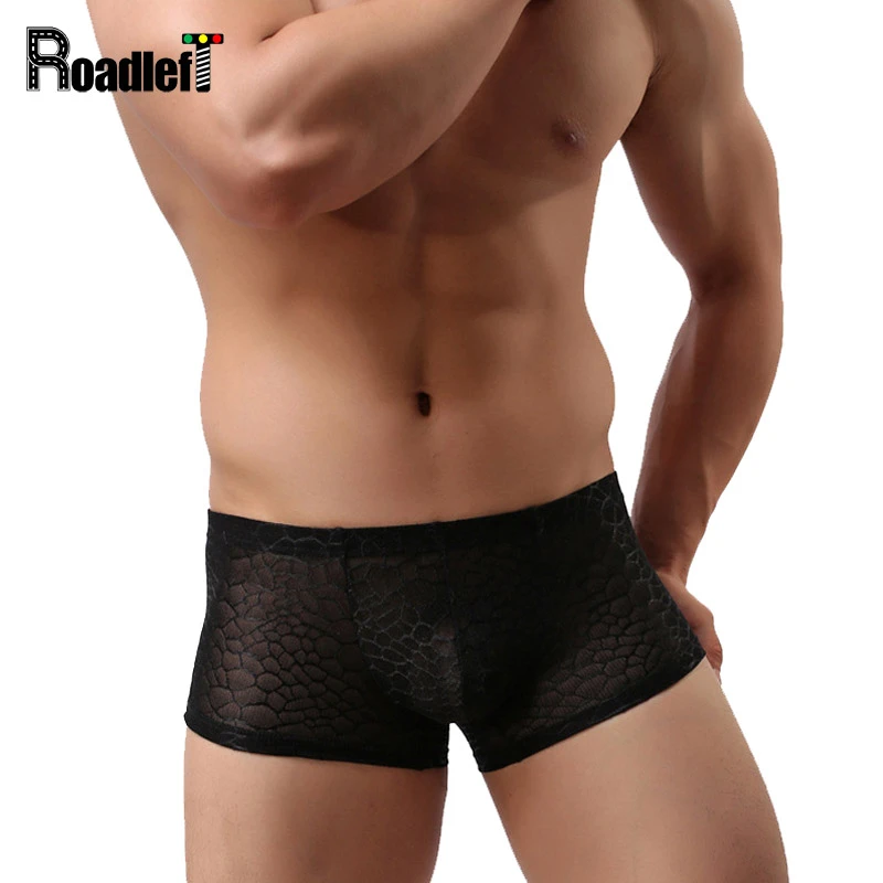 Nueva Marca cómodo transpirable sexy malla Encaje Ropa interior hombres transparente Boxer cintura baja Bragas calzoncillos|brand underpants|underpants brandbrand underwear men -