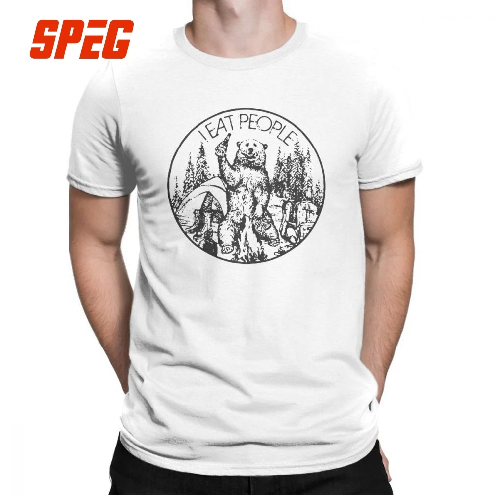 

Funny Bear I Eat People Camping Hiking T Shirt Men Graphic Clothes Novelty T-Shirts O Neck Pure Cotton Tees