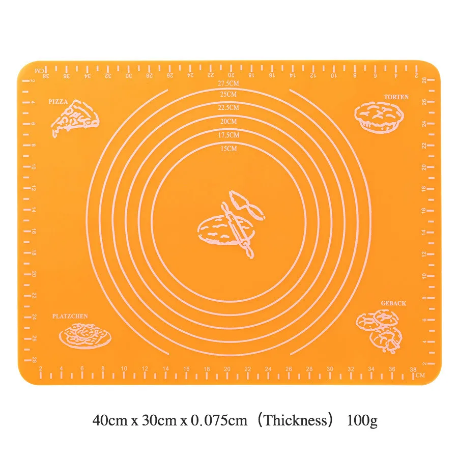 30x40cm 100g Orange Силиконовый коврик для выпечки для теста, доска для торта, коврик для помадки со шкалой, Аксессуары для выпечки, кухонные инструменты для приготовления пищи для духовки - Цвет: 30x40cm 100g Orange