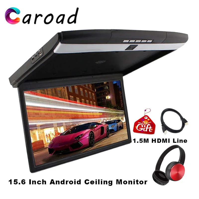 Монитор Caroad на Android 15 6-дюймовый HD 1080P IPS экран потолочный ТВ для автомобиля
