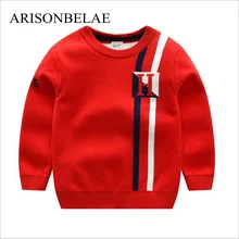 

Boys Sweaters 2018 Winter New Year's Sweater Toddler Cardigan Knit Pullover Warm Stripes Letter Clothes Boy Tiny Cottons Autumn