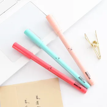 

48 pcs/Lot Cute sticky monster 0.5mm ballpoint Black gel ink pen writing Stationery Office school supplies Canetas escolar F958