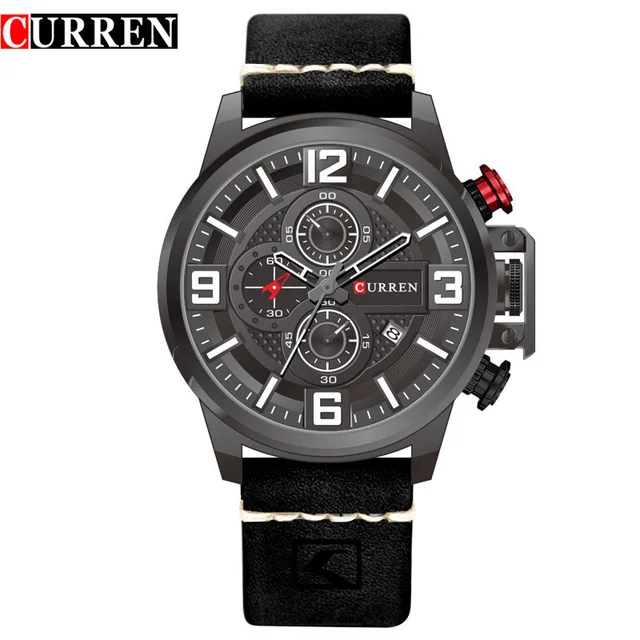 

Mens Watches Top Brand Luxury Leather Strap Sport Male Quartz Watches Men Date Army Military Wristwatch Chronograph CURREN 8278