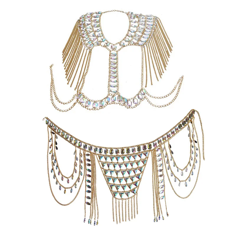 Boho Acrylic Chain Top Beach Bikini Body Chains Bra Fashion Charm Harness Body Accessories Jewelry for Women Jewelry Making