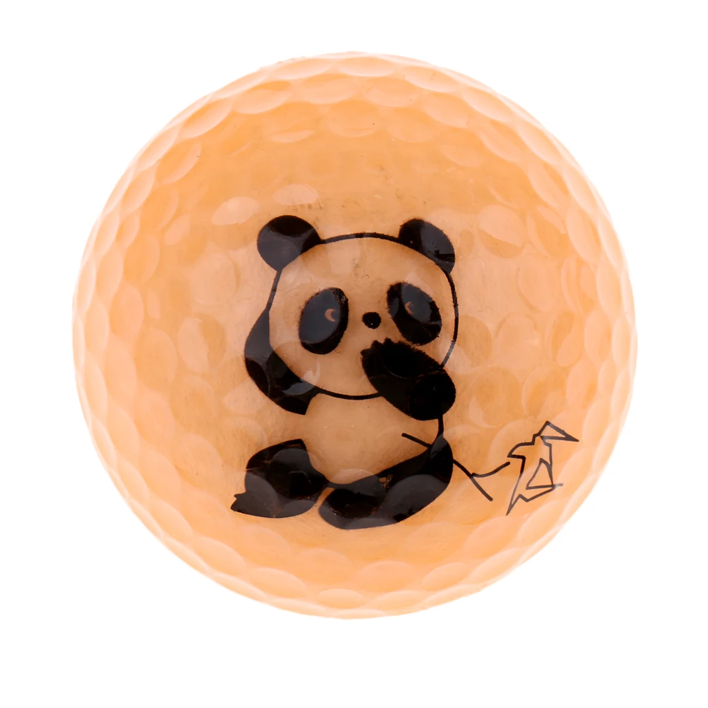 Golf Driving Ball Double Layer Golf Ball Cute Panda Golf Range Practice Ball Flexible Elastic Training Golf Ball