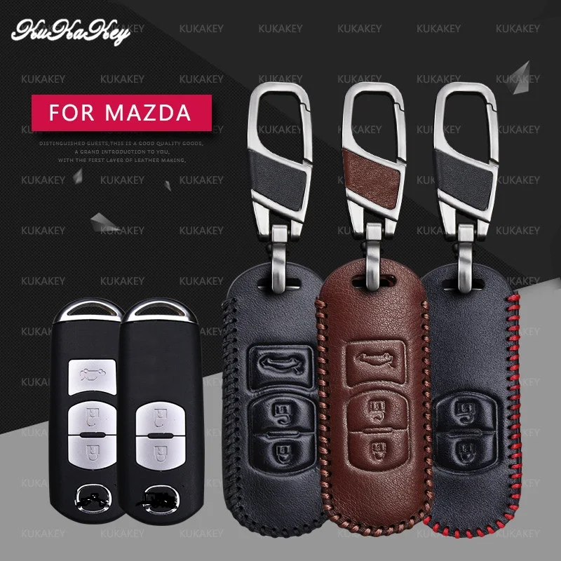 

Genuine Leather Car Smart Key Shell Cover Bag Key Case For Mazda 2 3 6 Axela Atenza CX-5 CX5 CX-7 CX-9 2014 2015 2016 2017