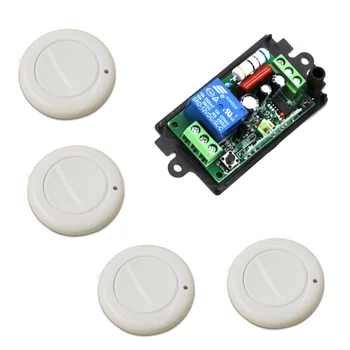 

New AC 220V 110V 1CH Wireless Remote Control Switch System Receiver & 4*White Wall Panel Sticky Remote 315/433MHZ