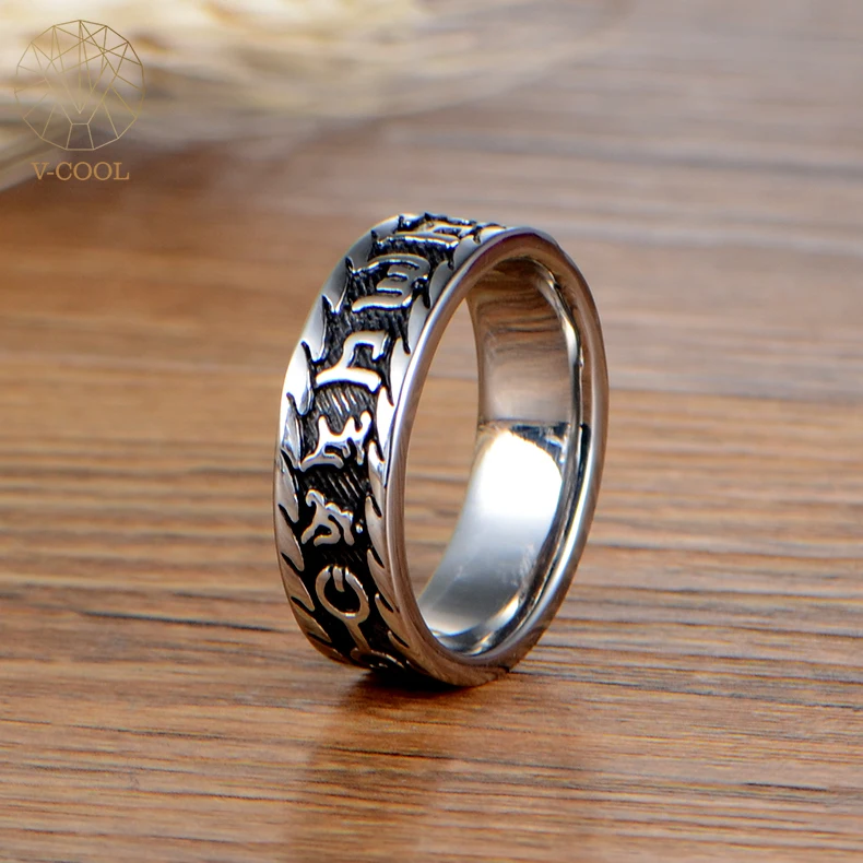Men's Rings Size #7-#13 Titanium Sanskirt Mantra Words Retro Jewelry Vintage Band Ring for Men VR136 | Украшения и аксессуары