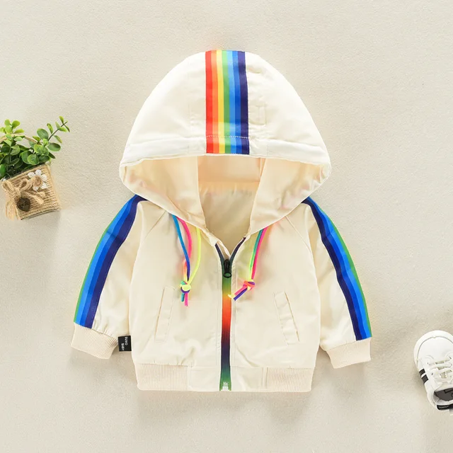 Autumn Winter Jacket For Boys Rainbow Child Outerwear Girls Hooded