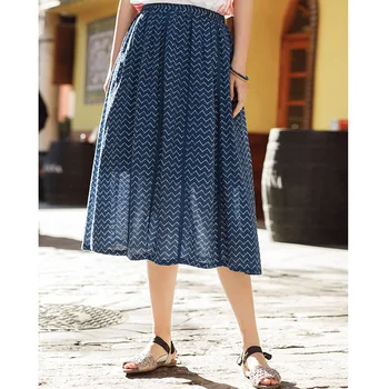 

INMAN summer wear mid-length skirt literature floral print skirt women knee-length skirt