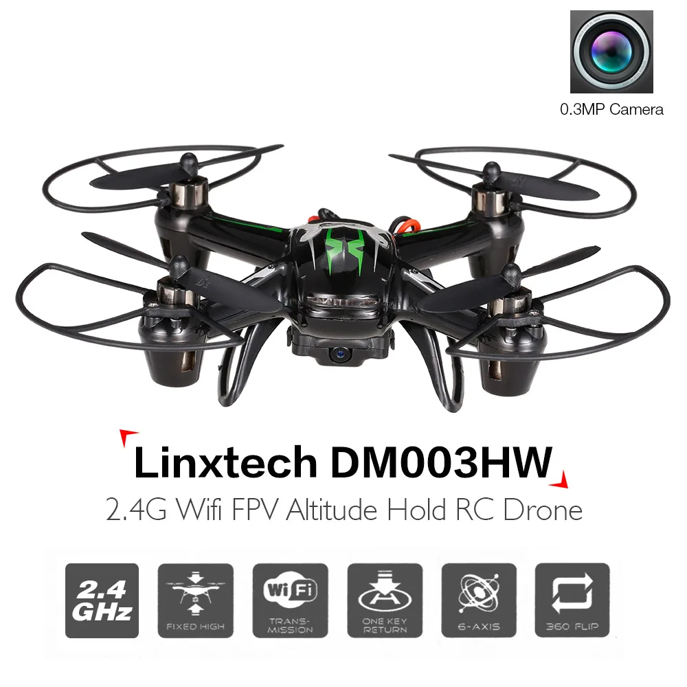 

Linxtech DM003HW Wifi FPV 0.3MP Camera 2.4G 6 Axis Gyro Headless Altitude Hold Mini RC Quadcopter RC Photo Helicopter
