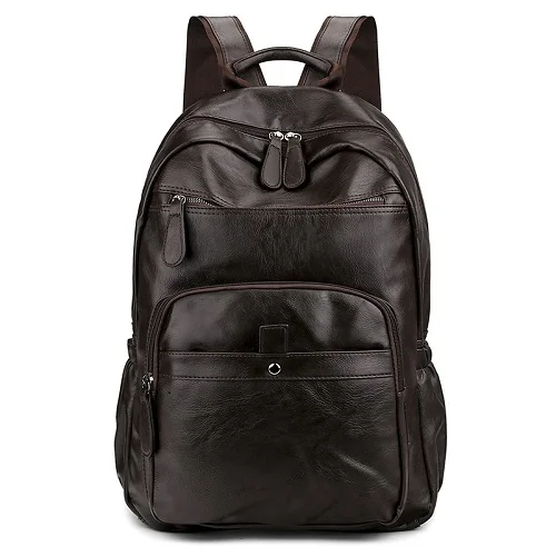Водонепроницаемый рюкзак из искусственной кожи для ноутбука, анти-вор, мужской рюкзак для подростков, рюкзак для ноутбука, рюкзак для путешествий, большие сумки для подростков - Цвет: Коричневый