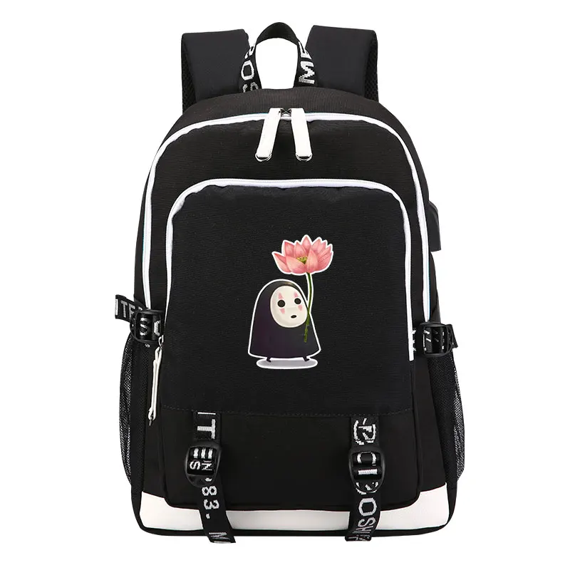 Унесенный призраками, рюкзак с принтом «No Face Man», Kawaii Totoro, женский милый рюкзак с usb зарядкой, рюкзак для ноутбука, Брезентовая школьная сумка - Цвет: 2